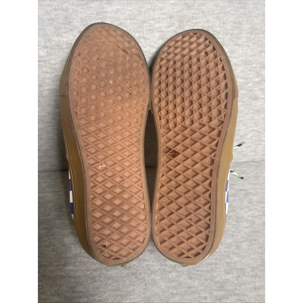 Vans Authentic Women's Blue White Checkerboard Canvas Gum Bottom shoes Size 8.5